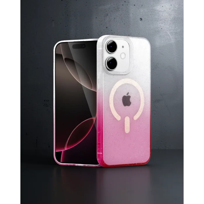 iPhone 12 Pummel Shiny Magsafe Kapak - Pembe