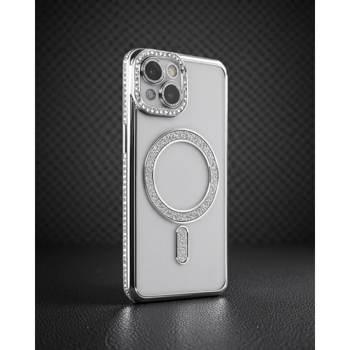 iPhone 13 - Kılıf - Joke Simli Magneticsafe - Gümüş