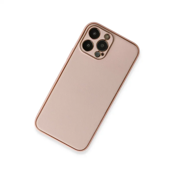 İphone 13 Pro Kılıf Coco Deri Silikon Kapak - Pembe