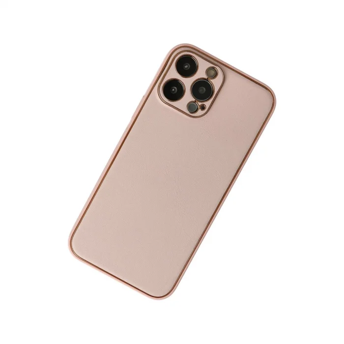 İphone 13 Pro Kılıf Coco Deri Silikon Kapak - Pudra