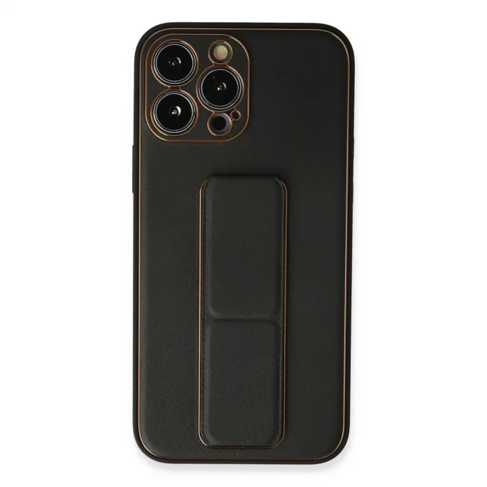 İphone 13 Pro Kılıf Coco Deri Standlı Kapak - Siyah