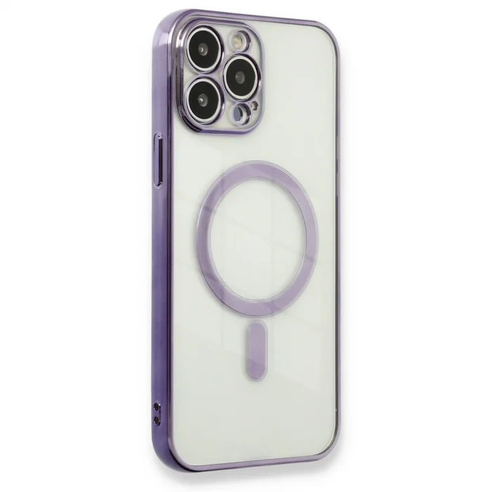 İphone 13 Pro Kılıf Magneticsafe Lazer Silikon - Mor
