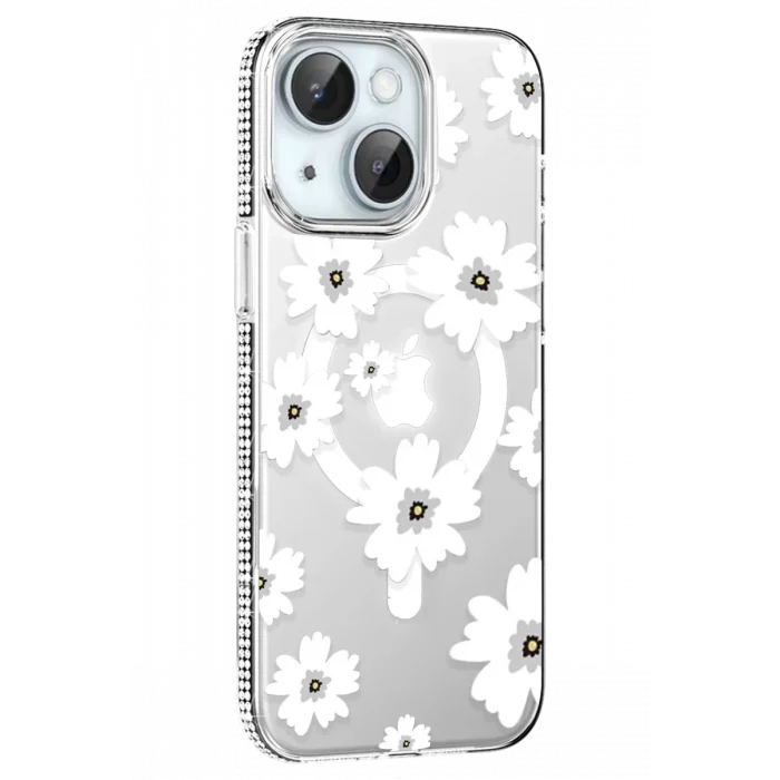 Joko Apple iPhone 14 Uyumlu Floral Magsafe Kapak - Beyaz