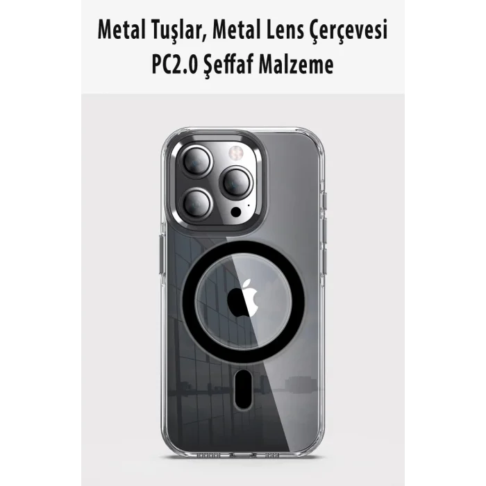 Joko Apple iPhone 14 Pro Uyumlu Kılıf Crystal Magsafe Kapak - Siyah