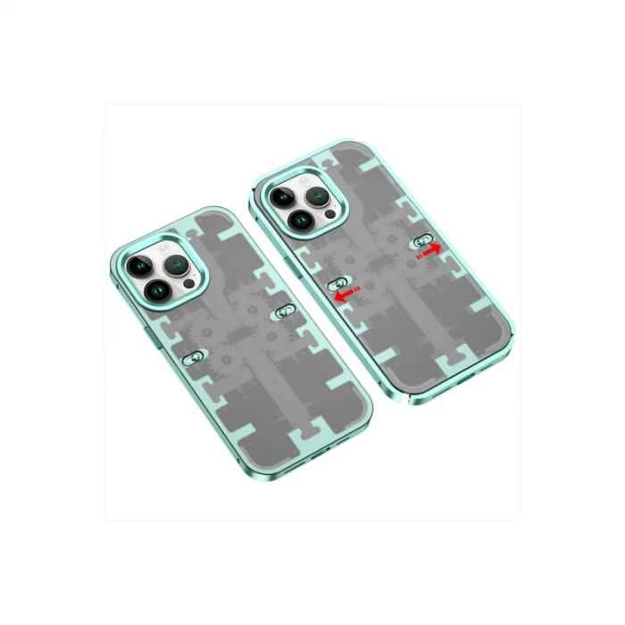 İphone 14 Pro Max Kılıf Mekanik Bumper Kapak - Yeşil