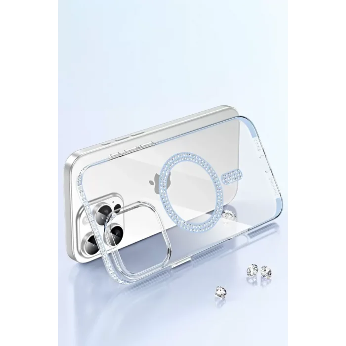 Joko Apple iPhone 14 Pro Max Uyumlu Move Taşlı Magsafe Kapak - Natural Grey