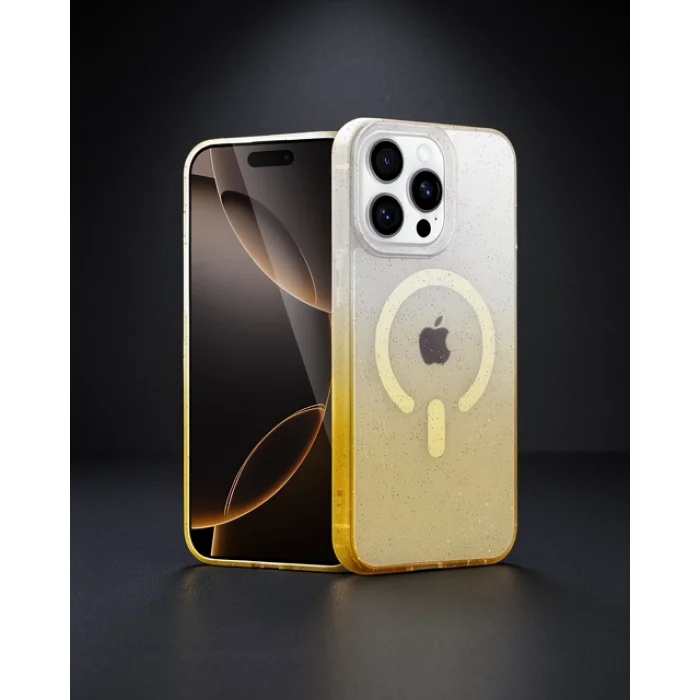 iPhone 14 Pro Pummel Shiny Magsafe Kılıf - Gold