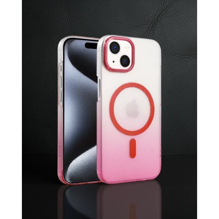 iPhone 15 Plus Glossy Magsafe Kapak - Pembe