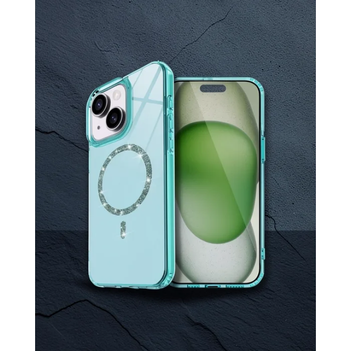 iPhone 15 Plus Live Diamond Magsafe Kılıf - Yeşil