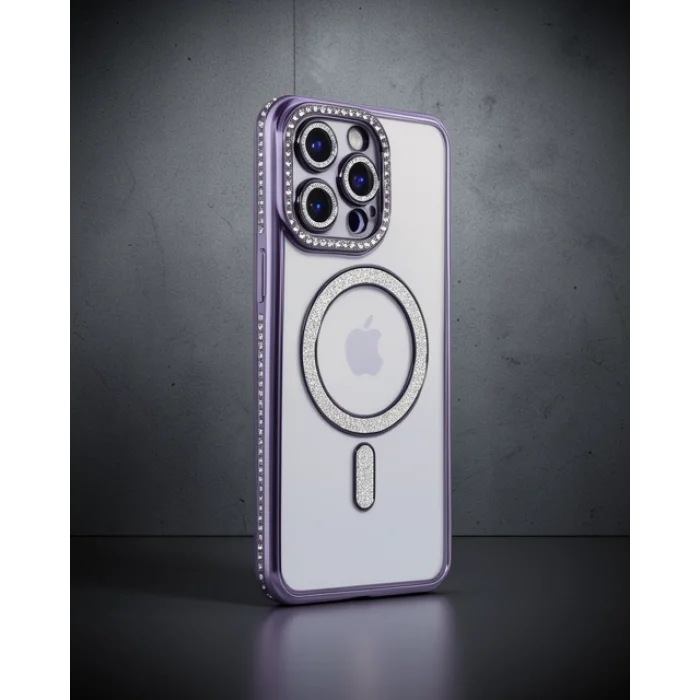 iPhone 15 Pro Max - Kılıf - Joke Simli Magneticsafe - Derin Mor