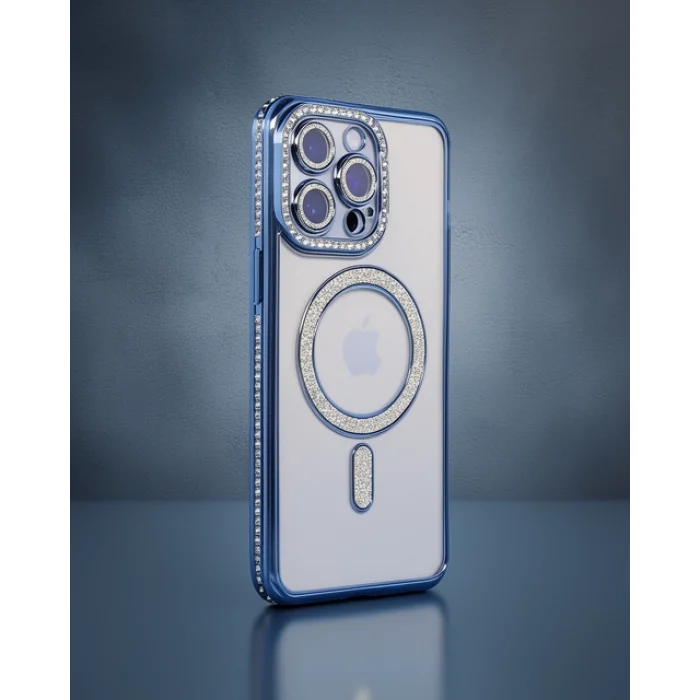 iPhone 15 Pro Max Kılıf - Joke Simli Magneticsafe - Mavi