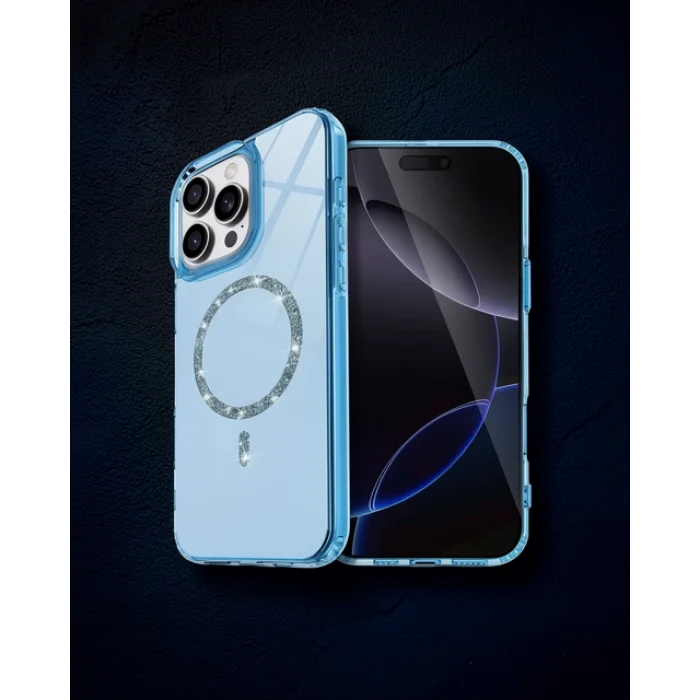iPhone 15 Pro Max Live Diamond Magsafe Kılıf - Mavi