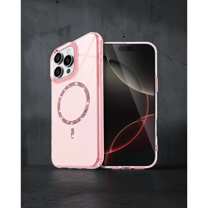 iPhone 15 Pro Max Live Diamond Magsafe Kılıf - Pembe
