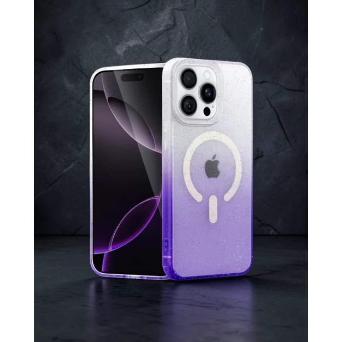 iPhone 15 Pro Max Pummel Shiny Magsafe Kılıf - Mor