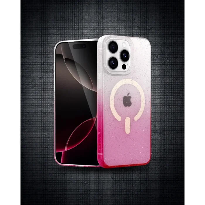 iPhone 15 Pro Max Pummel Shiny Magsafe Kılıf - Pembe
