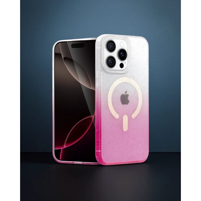 iPhone 15 Pro Pummel Shiny Magsafe Kılıf - Pembe