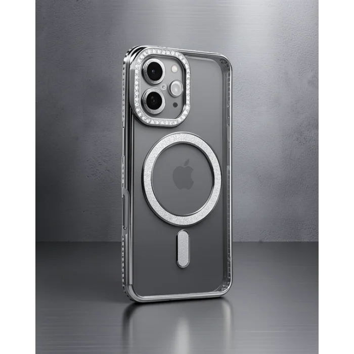 iPhone 16 - Joke Simli Magneticsafe Kılıf - Gri