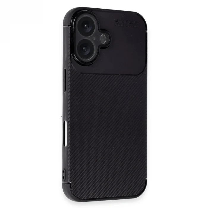 İphone 16 Kılıf Auto Focus Karbon Kapak - Siyah