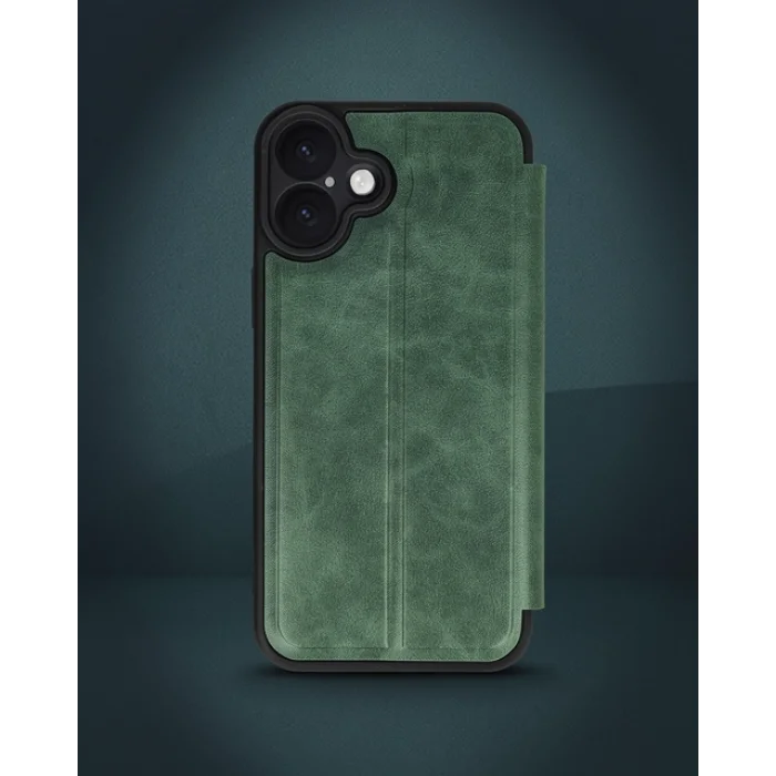 iPhone 16 Kılıf Flip Cover - Koyu Yeşil