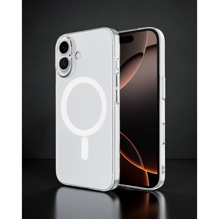 iPhone 16 Kılıf Magneticsafe Şeffaf Silikon - Şeffaf