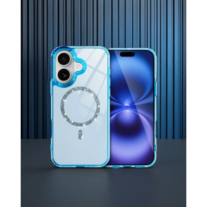 iPhone 16 - Live Diamond Magsafe Kılıf - Mavi