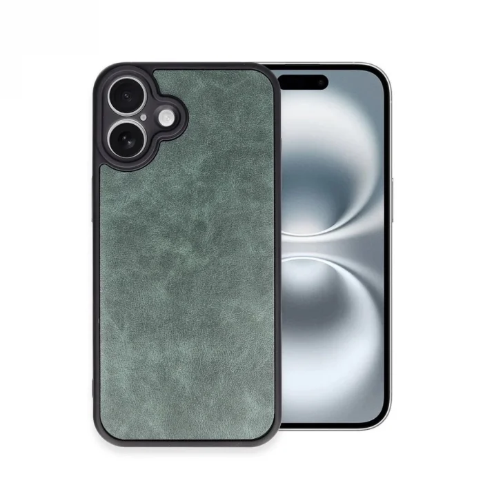 İphone 16 Plus Kılıf Aras Deri Kapak - Koyu Yeşil