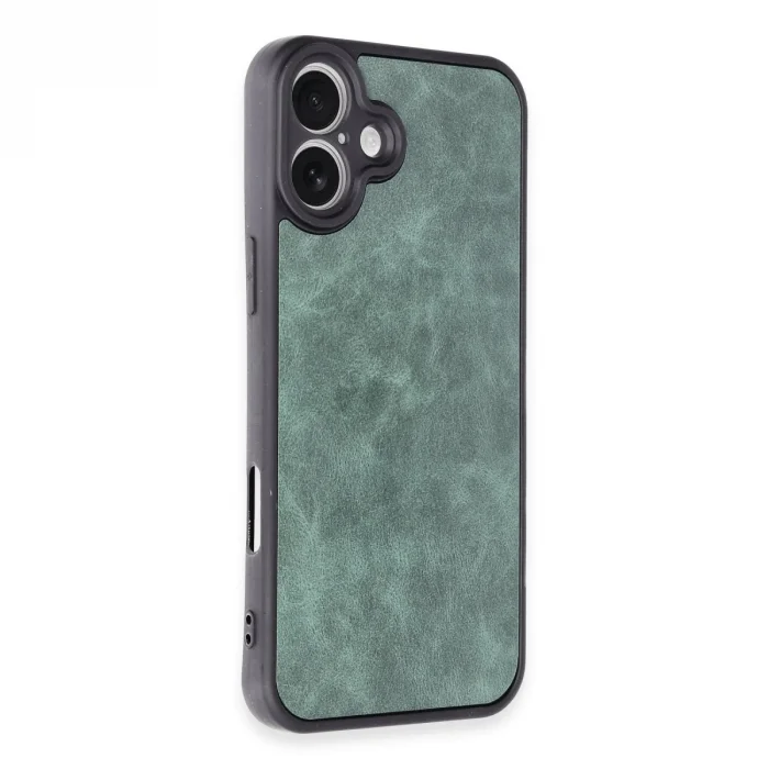 İphone 16 Plus Kılıf Aras Deri Kapak - Koyu Yeşil