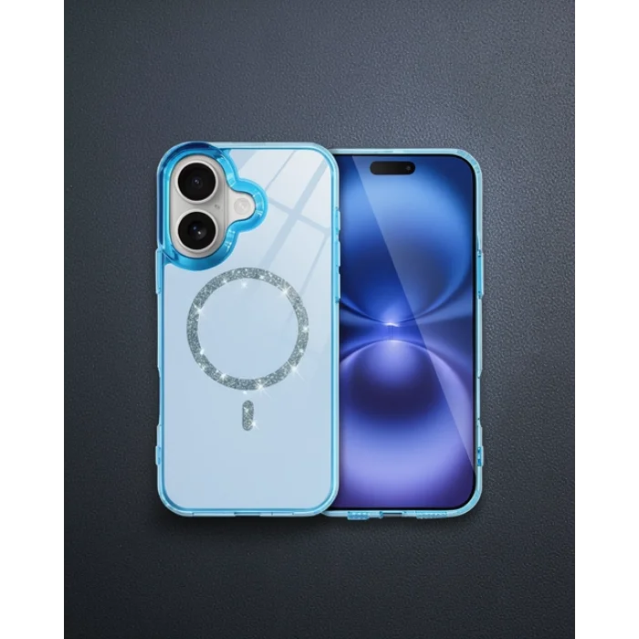 iPhone 16 Plus Live Diamond Magsafe Kılıf - Mavi