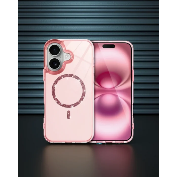 iPhone 16 Plus Live Diamond Magsafe Kılıf - Pembe