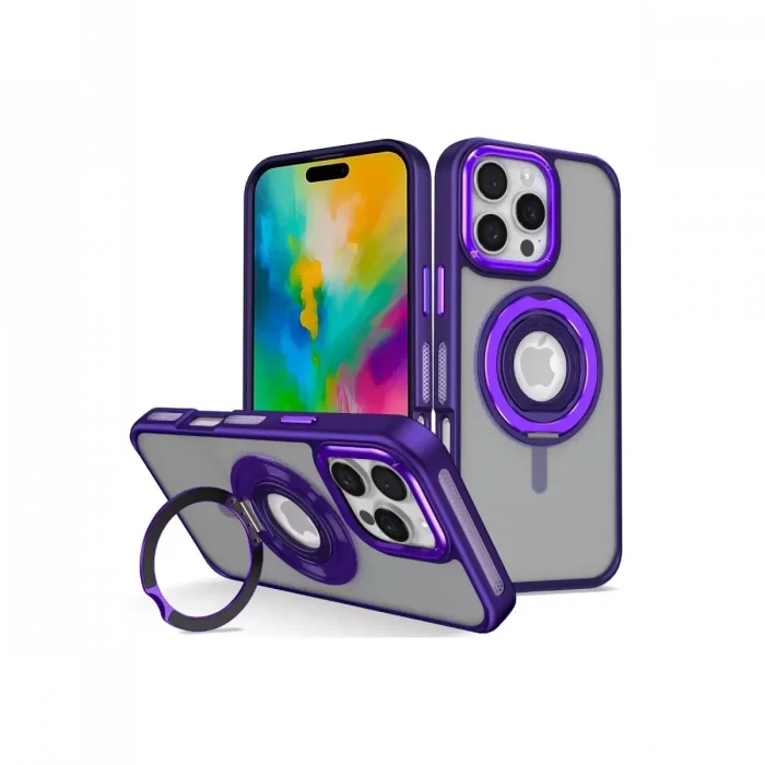 Joko Apple iPhone 16 Pro Uyumlu Banza Magsafe Standlı Kapak - Derin Mor