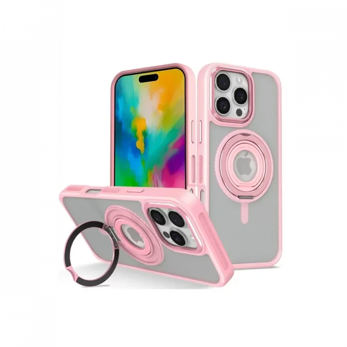 Joko Apple iPhone 16 Pro Uyumlu Banza Magsafe Standlı Kapak - Pembe
