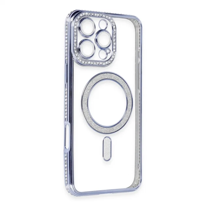 İphone 16 Pro Kılıf Joke Simli Magneticsafe Kılıf - Mavi