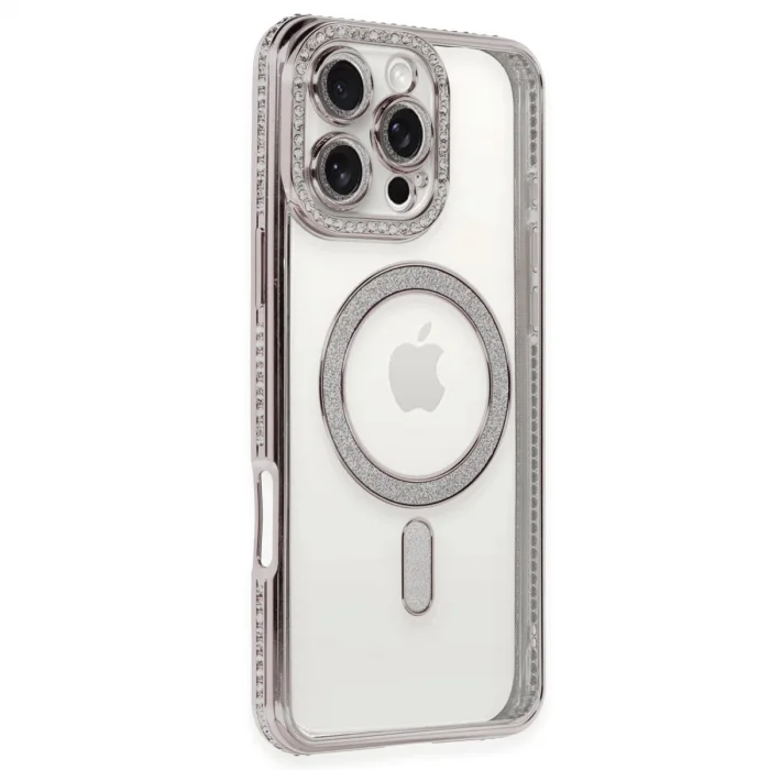 İphone 16 Pro Kılıf Joke Simli Magneticsafe Kılıf - Pembe