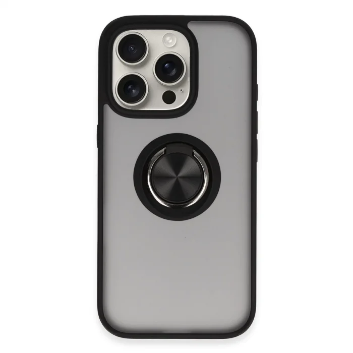 İphone 16 Pro Kılıf Montreal Yüzüklü Silikon Kapak - Siyah