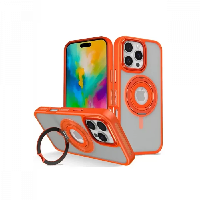 Joko Apple iPhone 16 Pro Max Uyumlu Banza Magsafe Standlı Kapak - Turuncu