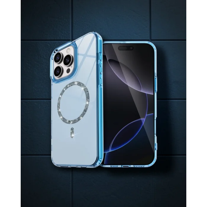 iPhone 16 Pro Max Live Diamond Magsafe Kılıf - Mavi