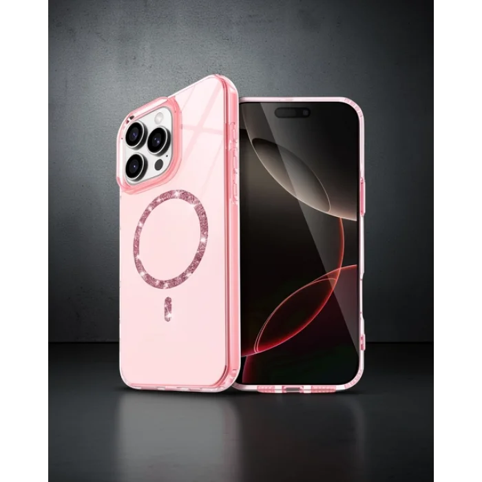 iPhone 16 Pro Max Live Diamond Magsafe Kılıf - Pembe