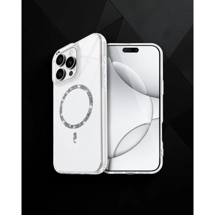 iPhone 16 Pro Max Live Diamond Magsafe Kılıf - Şeffaf