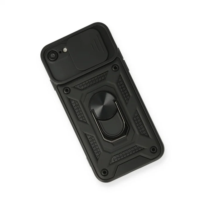 İphone 7 Kılıf Pars Lens Yüzüklü Silikon - Siyah