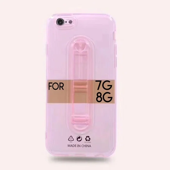 iPhone SE3-SE2 İPhone 8-7 Kılıf Selfie Yüzüklü Şeffaf Silikon Kılıf-(5775)