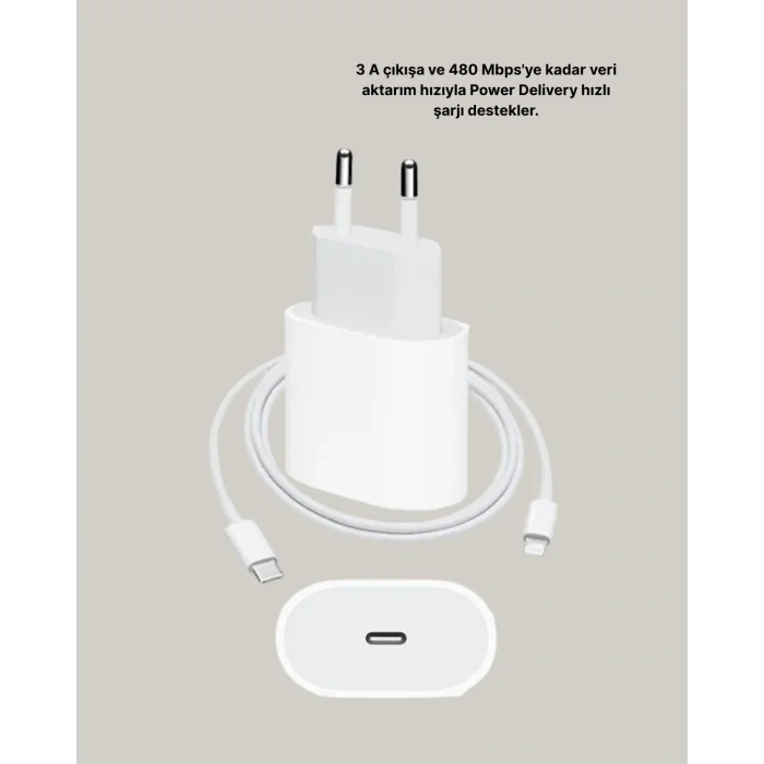 iPhone ve iPad Uyumlu 20W Güvenli USB-C Hızlı Şarj Adaptörü