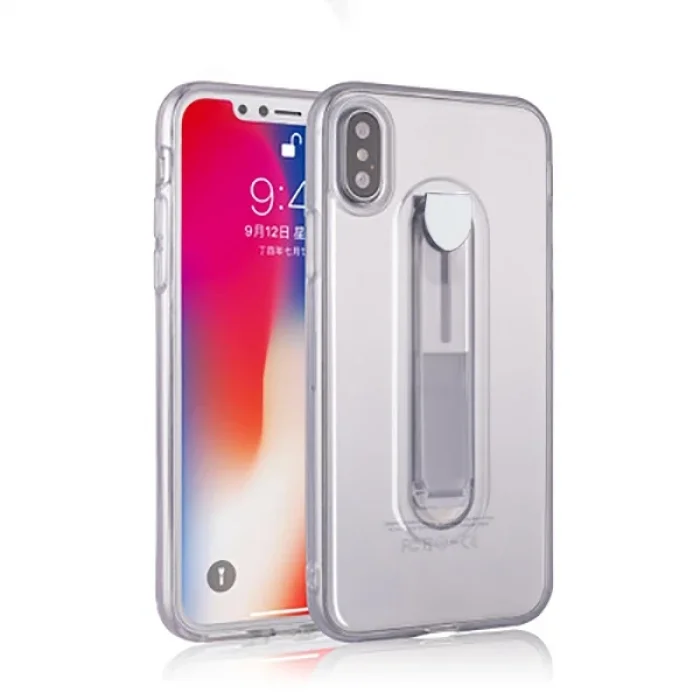 İphone X Xs Selfie Yüzüklü Şeffaf Silikon Kılıf-(5775)