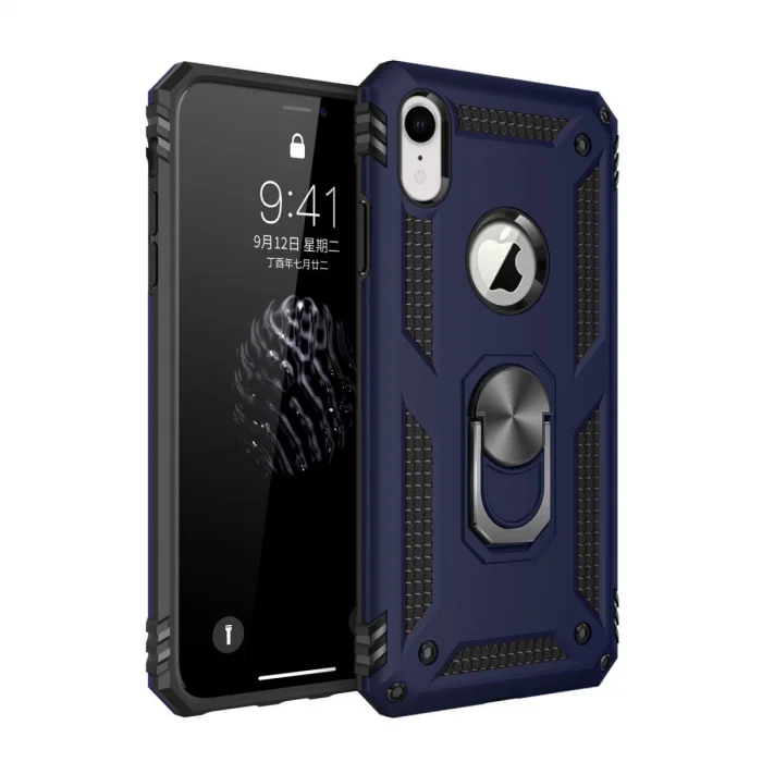 İphone Xr Kılıf Sofya Yüzüklü Silikon Kapak - Lacivert