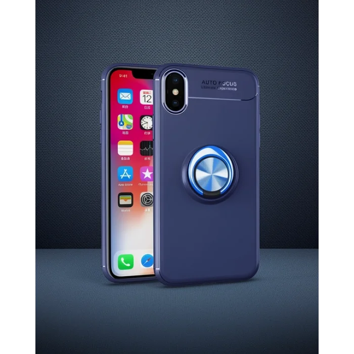 iPhone XS Max Kılıf Range Yüzüklü Silikon - Mavi