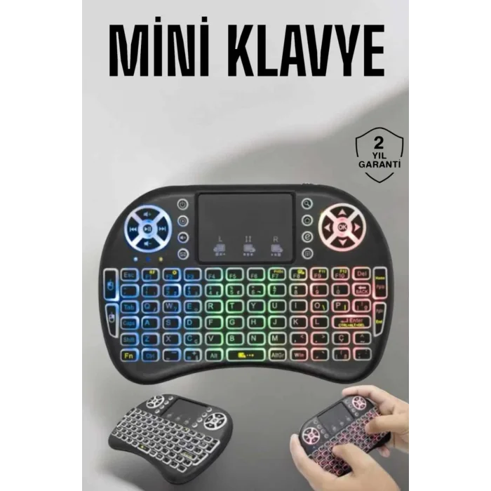 Işıklı Kablosuz Mini Q Klavye Tüm Cihazlara Uyumlu