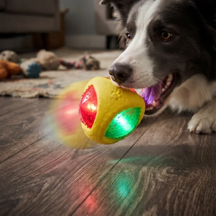 Işıklı Köpek Isırma Topu - Sesli Oyuncak