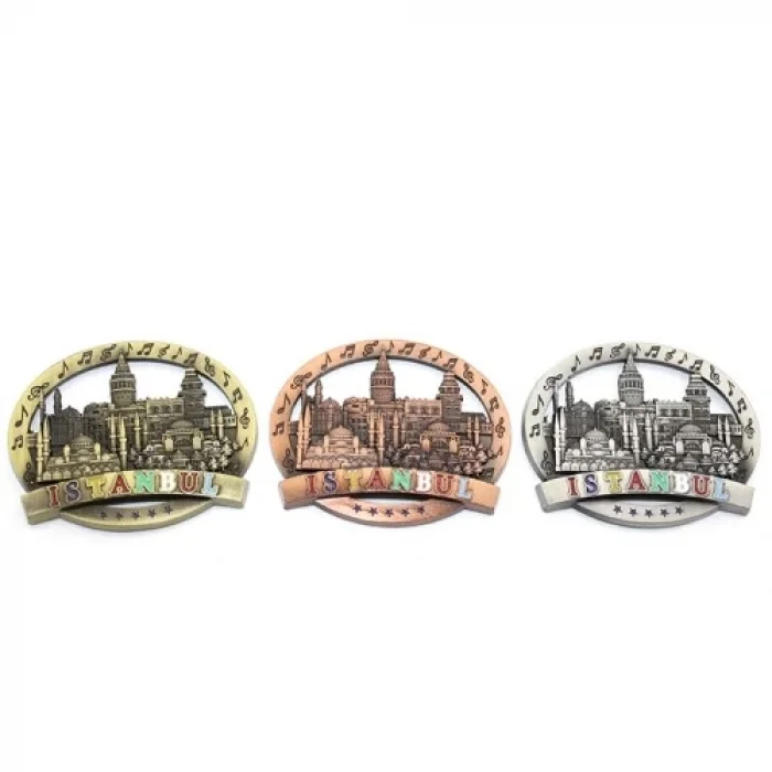 İstanbul Temalı Metal Magnet Yuvarlak Tasarım