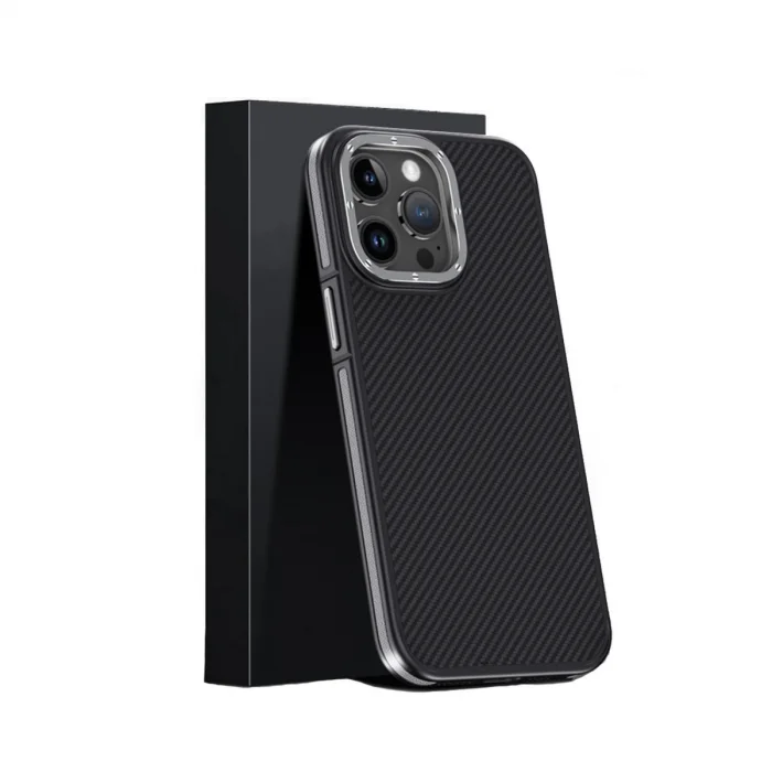 Joko İphone 15 Pro Kılıf Aramid 600d Kevlar Karbon Fiber Magsafe Kapak - Gri