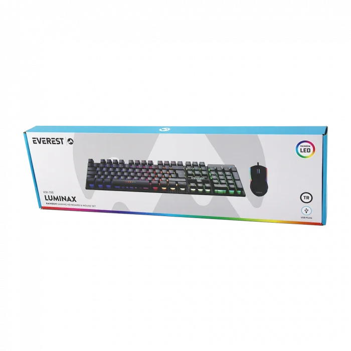 Kablolu RGB Oyuncu Klavye ve Mouse Seti - Siyah