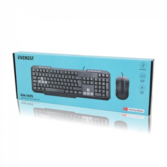 Kablolu USB Klavye Mouse Seti (Q Klavye, 1200 DPI)